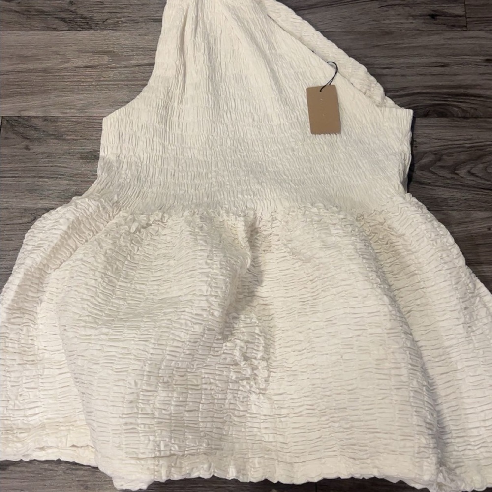 Rachel Comey Cream One-Shoulder Textured Dress